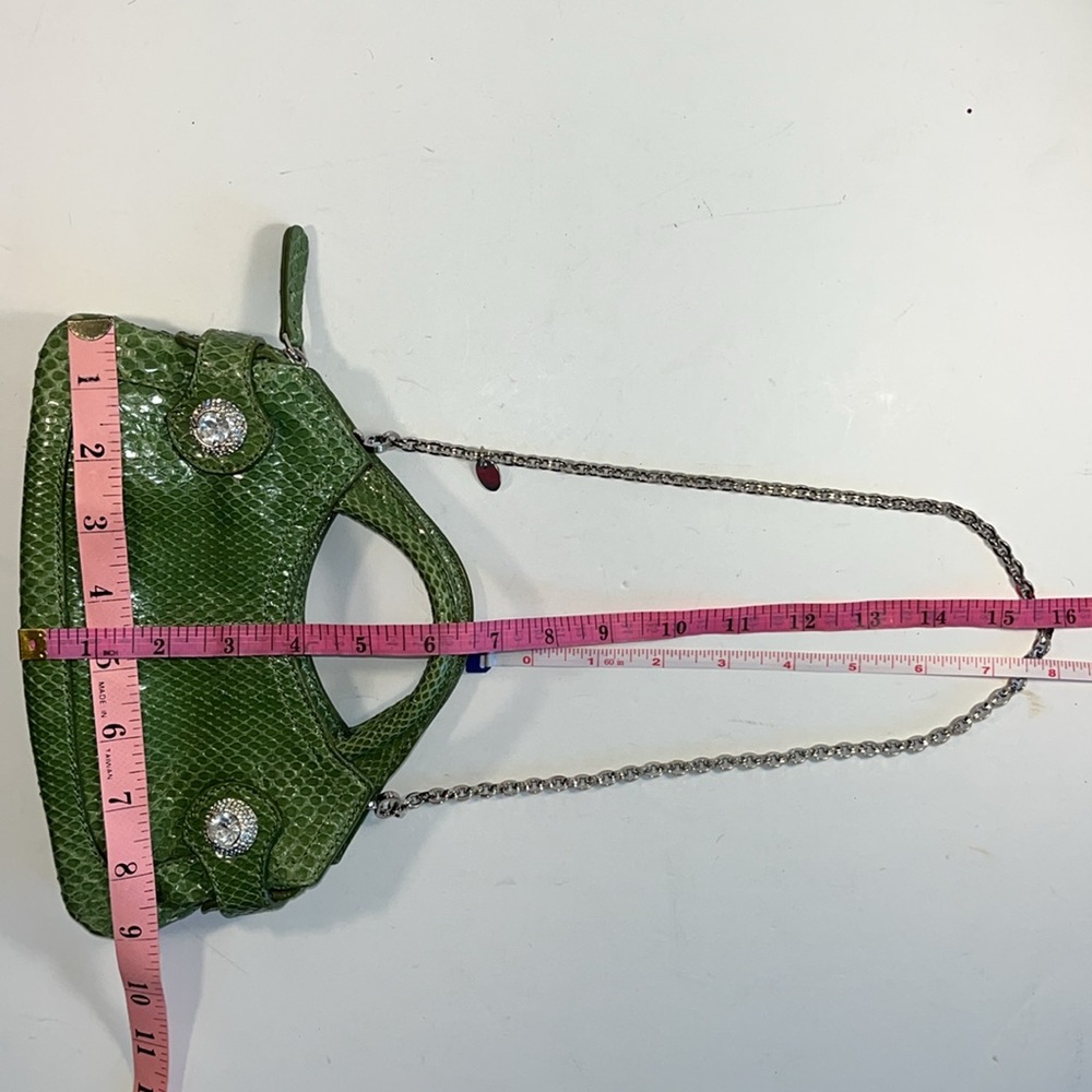 NWOT Vintage Tod’s Green Snakeskin Leather With Crystal Clutch Shoulder Bag - Picture 14 of 16